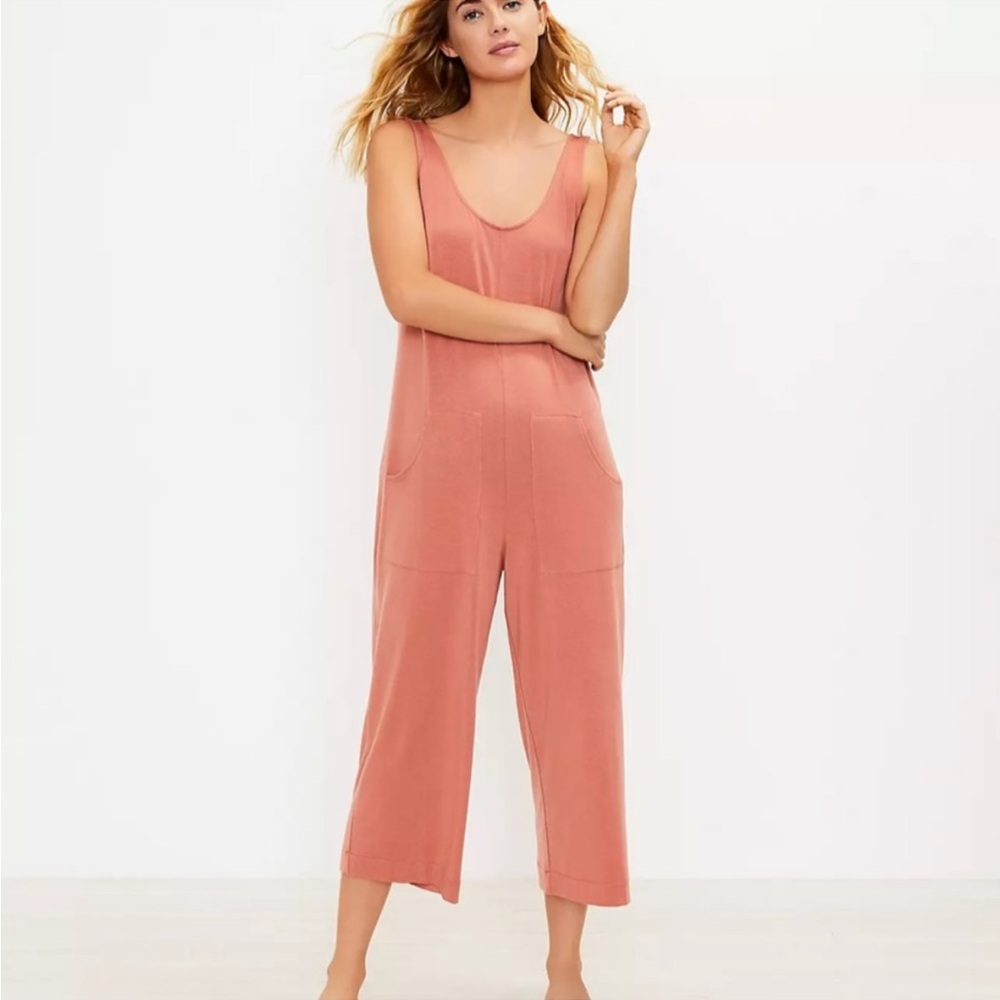 Loft Luxe Knit Pocket Pajama Romper‎ Size XS Pink Lounge Jumpsuit